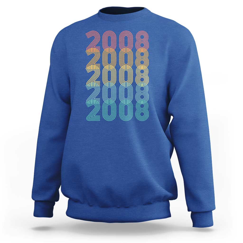 18th Birthday Sweatshirt Vintage 2008 Retro 18 Years Old Birthday