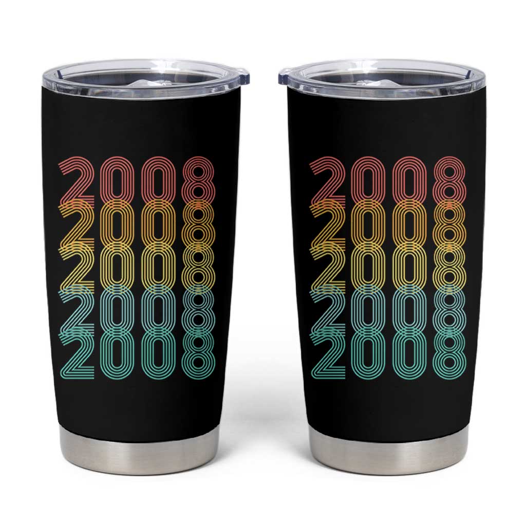 18th Birthday Tumbler Cup Vintage 2008 Retro 18 Years Old Birthday