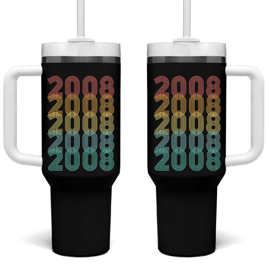 18th Birthday Tumbler With Handle Vintage 2008 Retro 18 Years Old Birthday