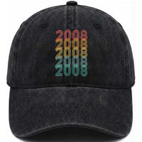 18th Birthday Washed Cotton Baseball Cap Vintage 2008 Retro 18 Years Old Birthday