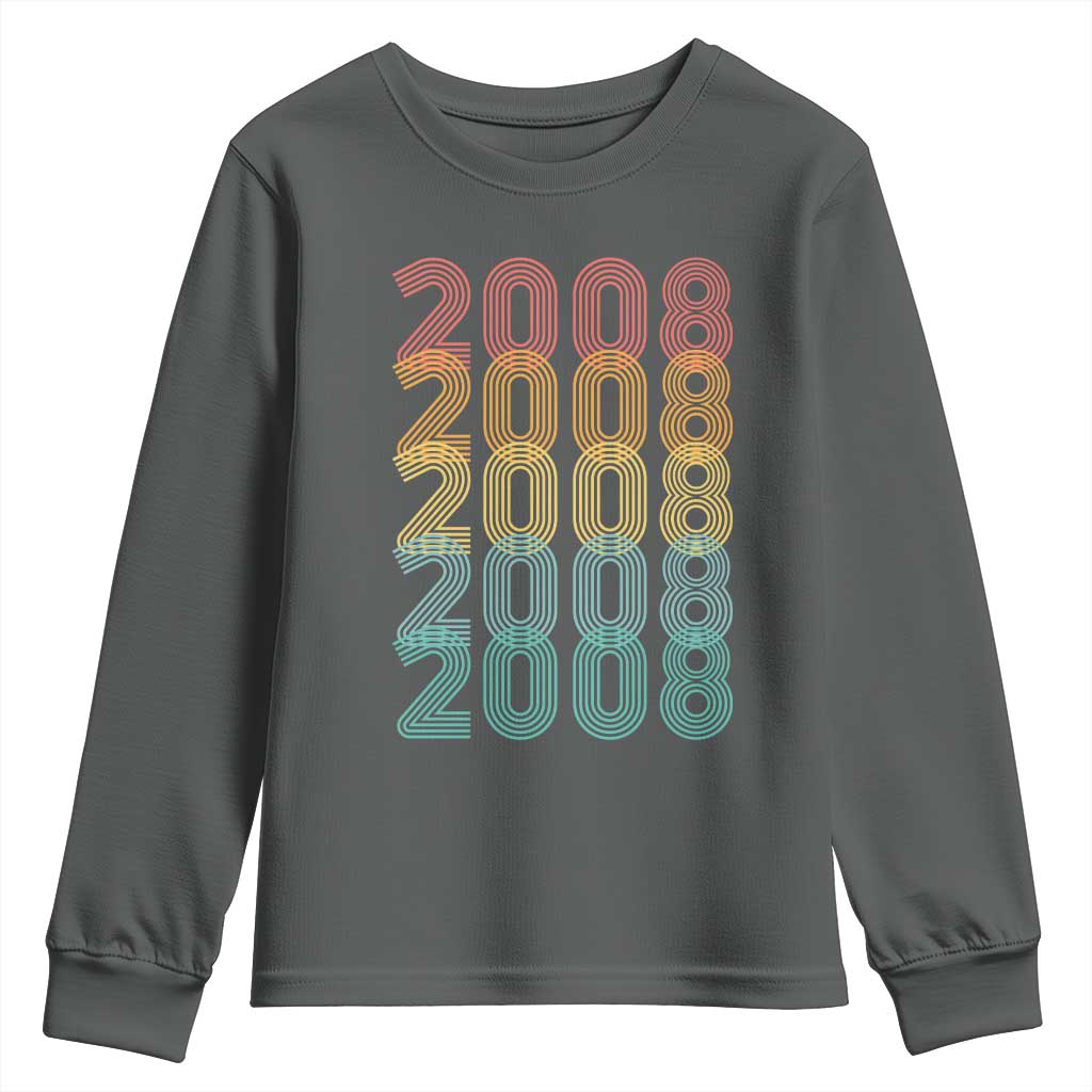 18th Birthday Youth Sweatshirt Vintage 2008 Retro 18 Years Old Birthday