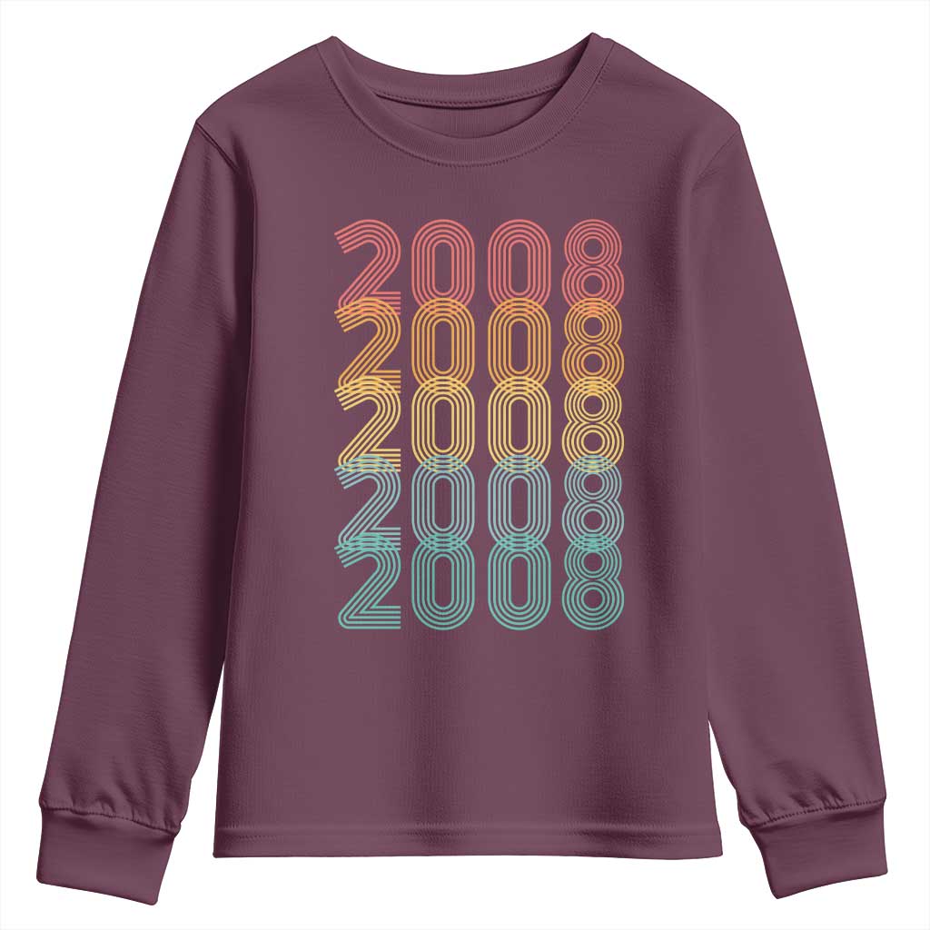 18th Birthday Youth Sweatshirt Vintage 2008 Retro 18 Years Old Birthday