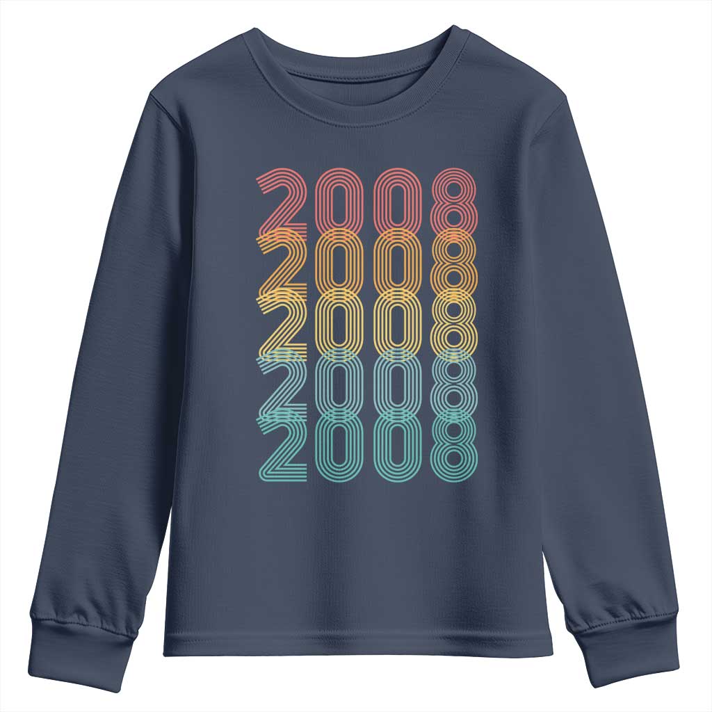 18th Birthday Youth Sweatshirt Vintage 2008 Retro 18 Years Old Birthday