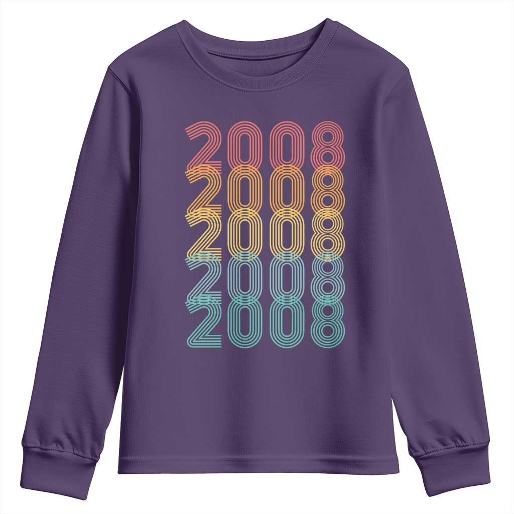 18th Birthday Youth Sweatshirt Vintage 2008 Retro 18 Years Old Birthday
