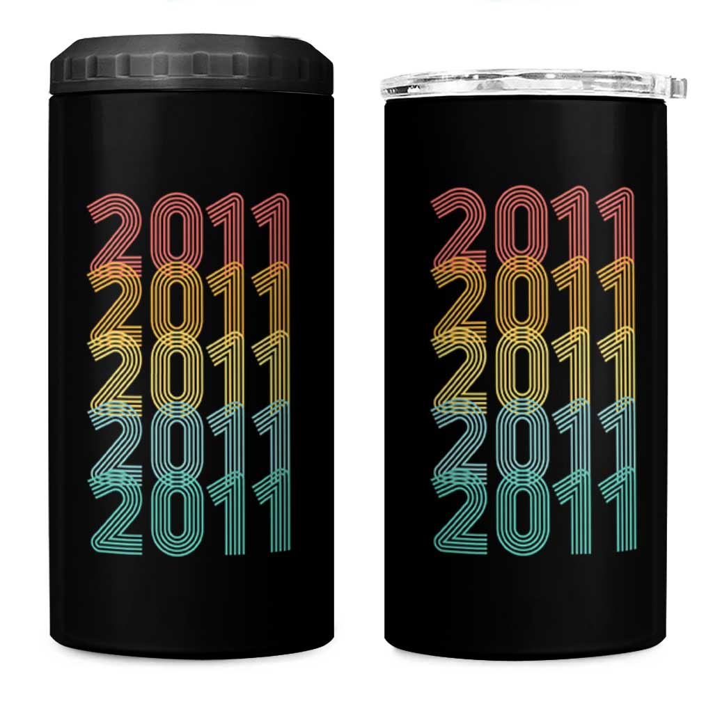 15th Birthday 4 in 1 Can Cooler Tumbler Vintage 2011 Retro 15 Years Old Birthday