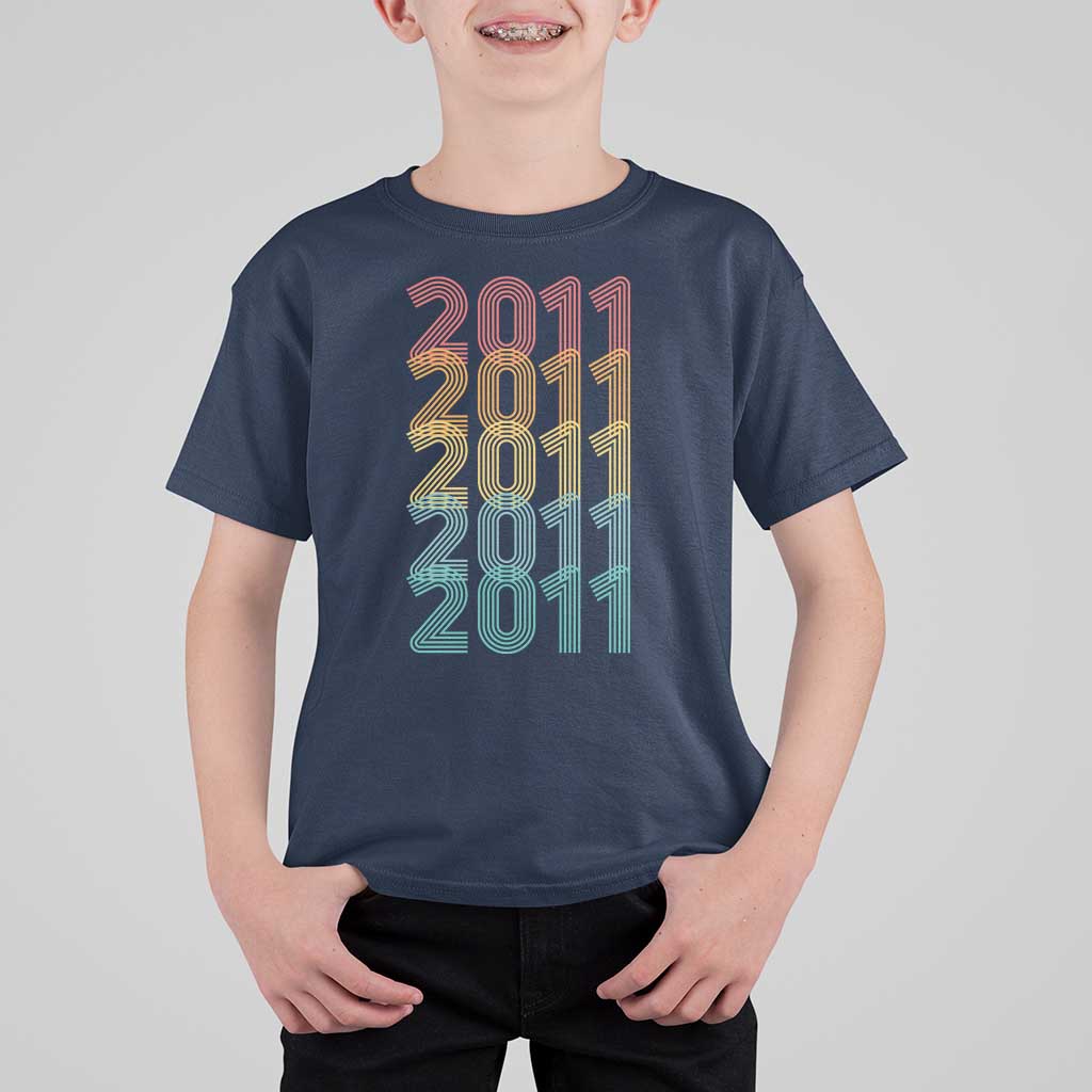 15th Birthday T Shirt For Kid Vintage 2011 Retro 15 Years Old Birthday