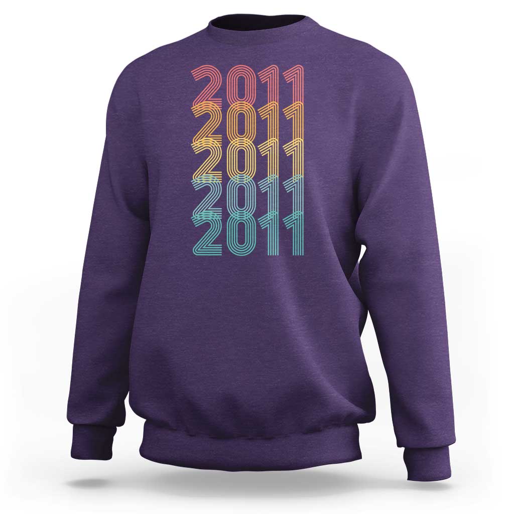 15th Birthday Sweatshirt Vintage 2011 Retro 15 Years Old Birthday