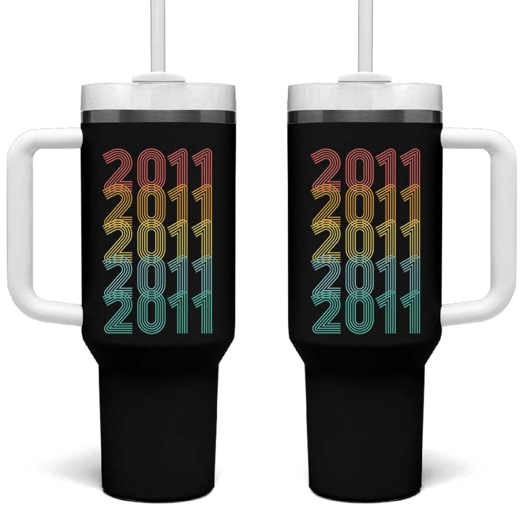 15th Birthday Tumbler With Handle Vintage 2011 Retro 15 Years Old Birthday