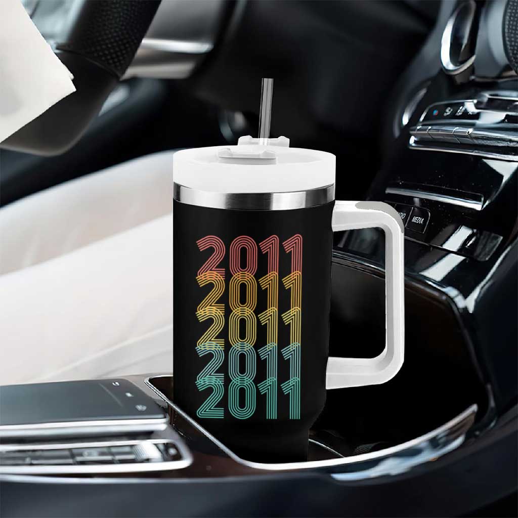 15th Birthday Tumbler With Handle Vintage 2011 Retro 15 Years Old Birthday