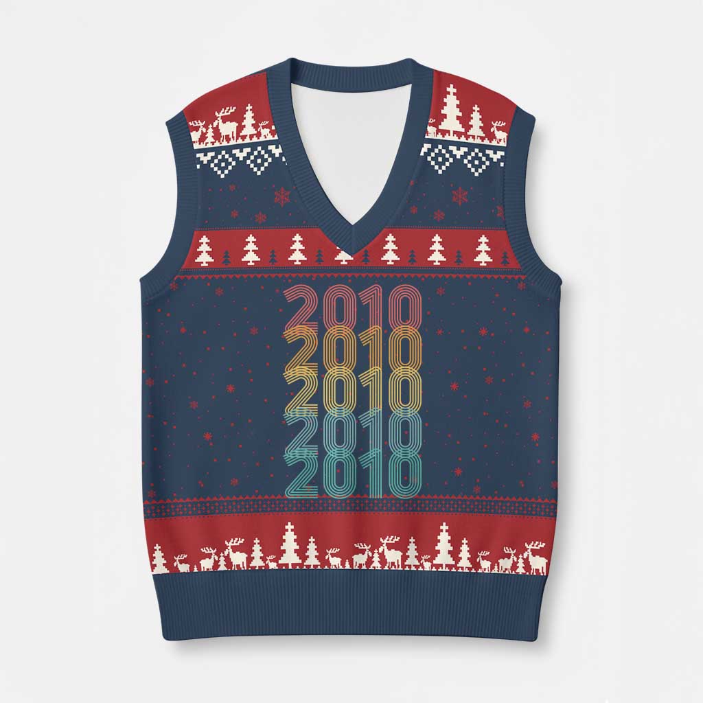 16th Birthday V-Neck Knit Sweater Vest Vintage 2010 Retro 16 Years Old Birthday