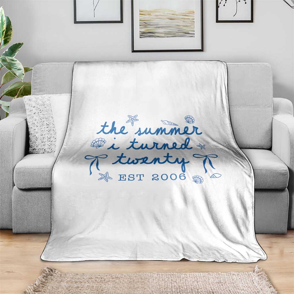 The Summer I Turned Thirty Funny 30th Birthday Est 1996 Throw Blanket Summer Coastal Birthday Seashell Bow