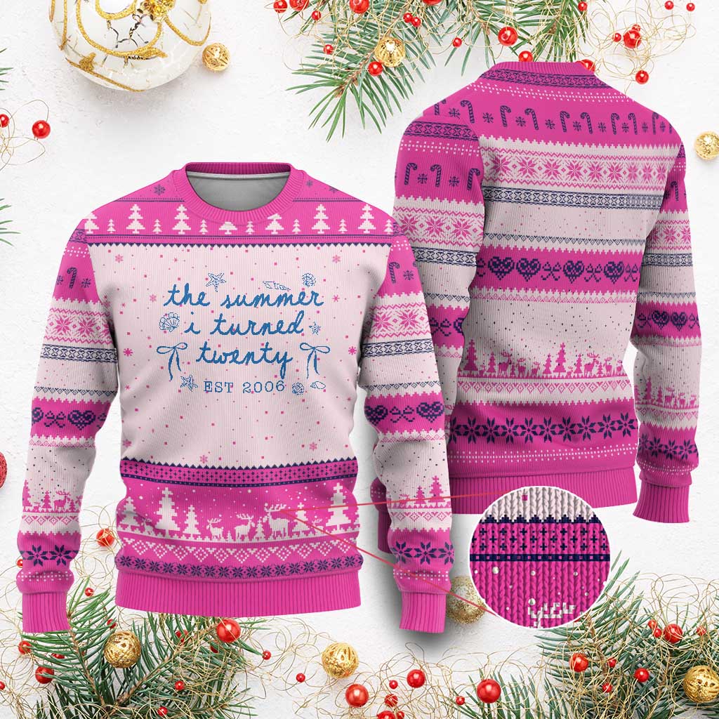 The Summer I Turned Thirty Funny 30th Birthday Est 1996 Ugly Christmas Sweater Summer Coastal Birthday Seashell Bow