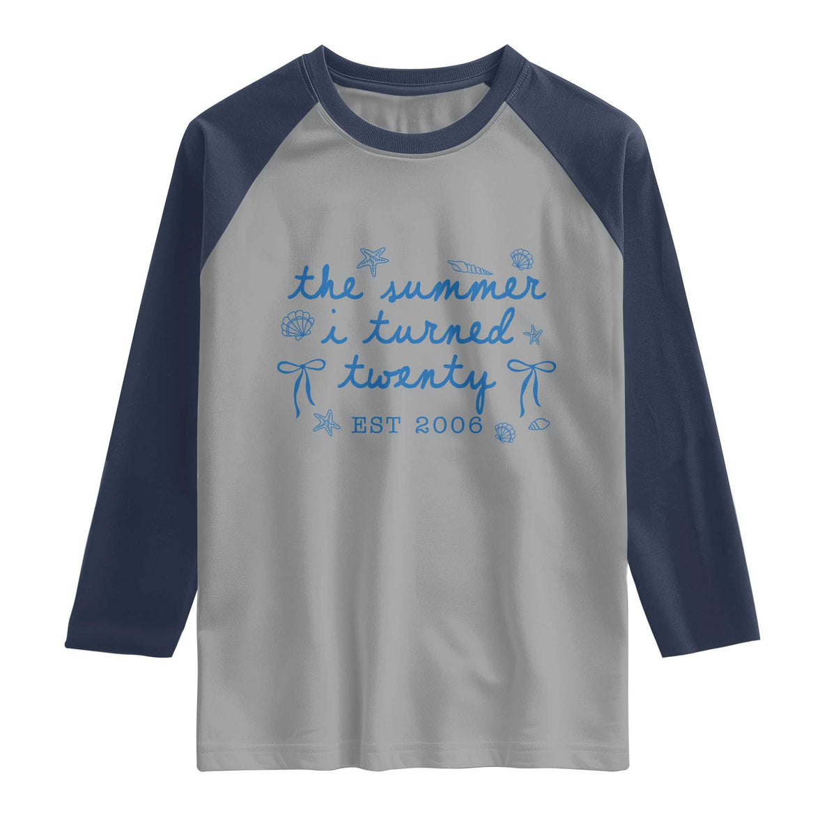 The Summer I Turned Thirty Funny 30th Birthday Est 1996 Raglan Shirt Summer Coastal Birthday Seashell Bow