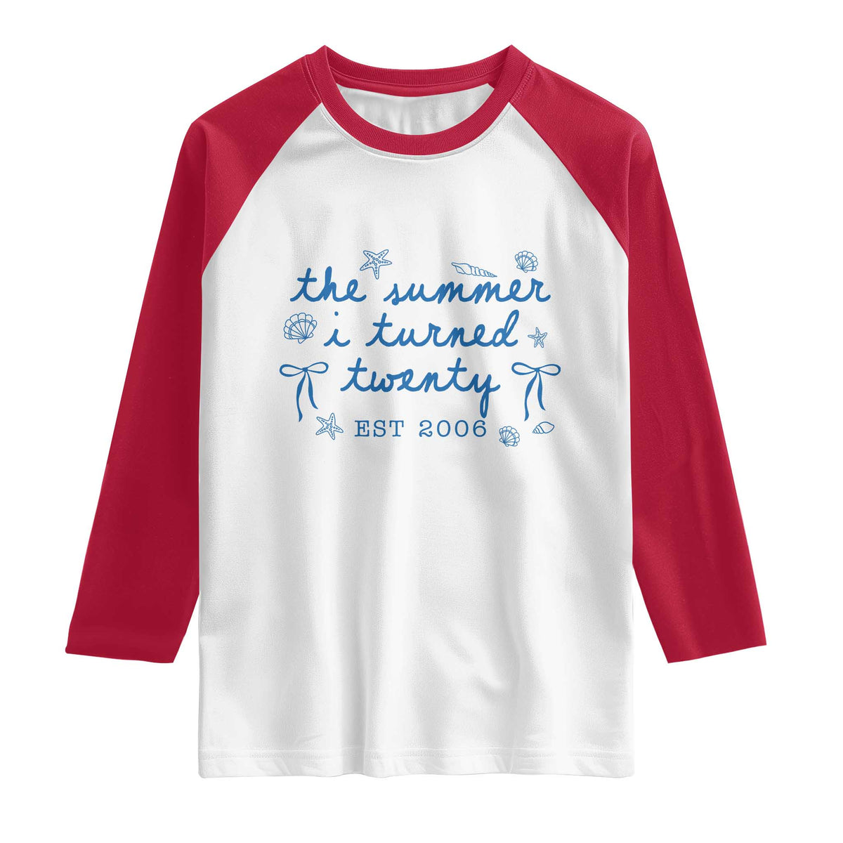 The Summer I Turned Thirty Funny 30th Birthday Est 1996 Raglan Shirt Summer Coastal Birthday Seashell Bow