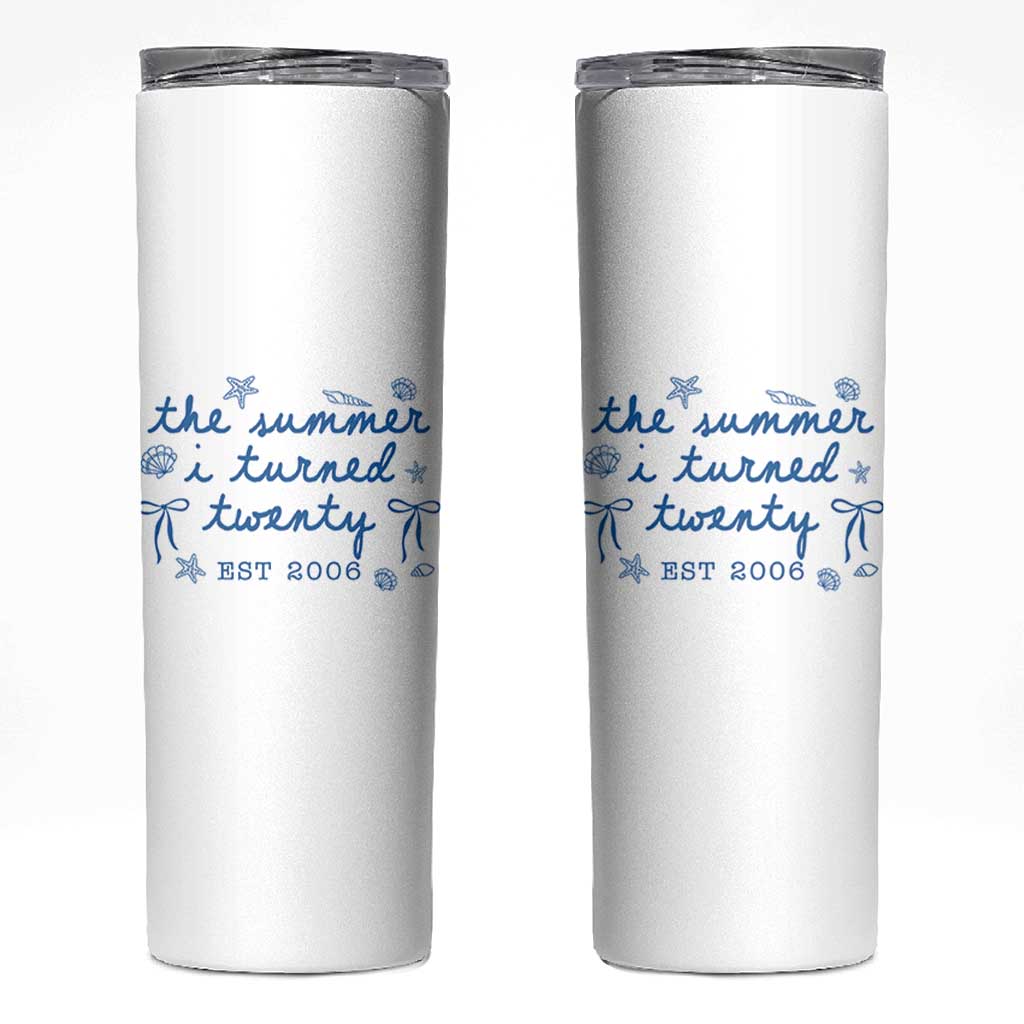 The Summer I Turned Thirty Funny 30th Birthday Est 1996 Skinny Tumbler Summer Coastal Birthday Seashell Bow