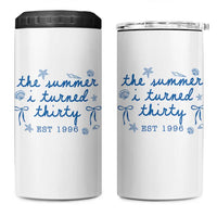The Summer I Turned Twenty Funny 20th Birthday Est 2006 4 in 1 Can Cooler Tumbler Summer Coastal Birthday Seashell Bow
