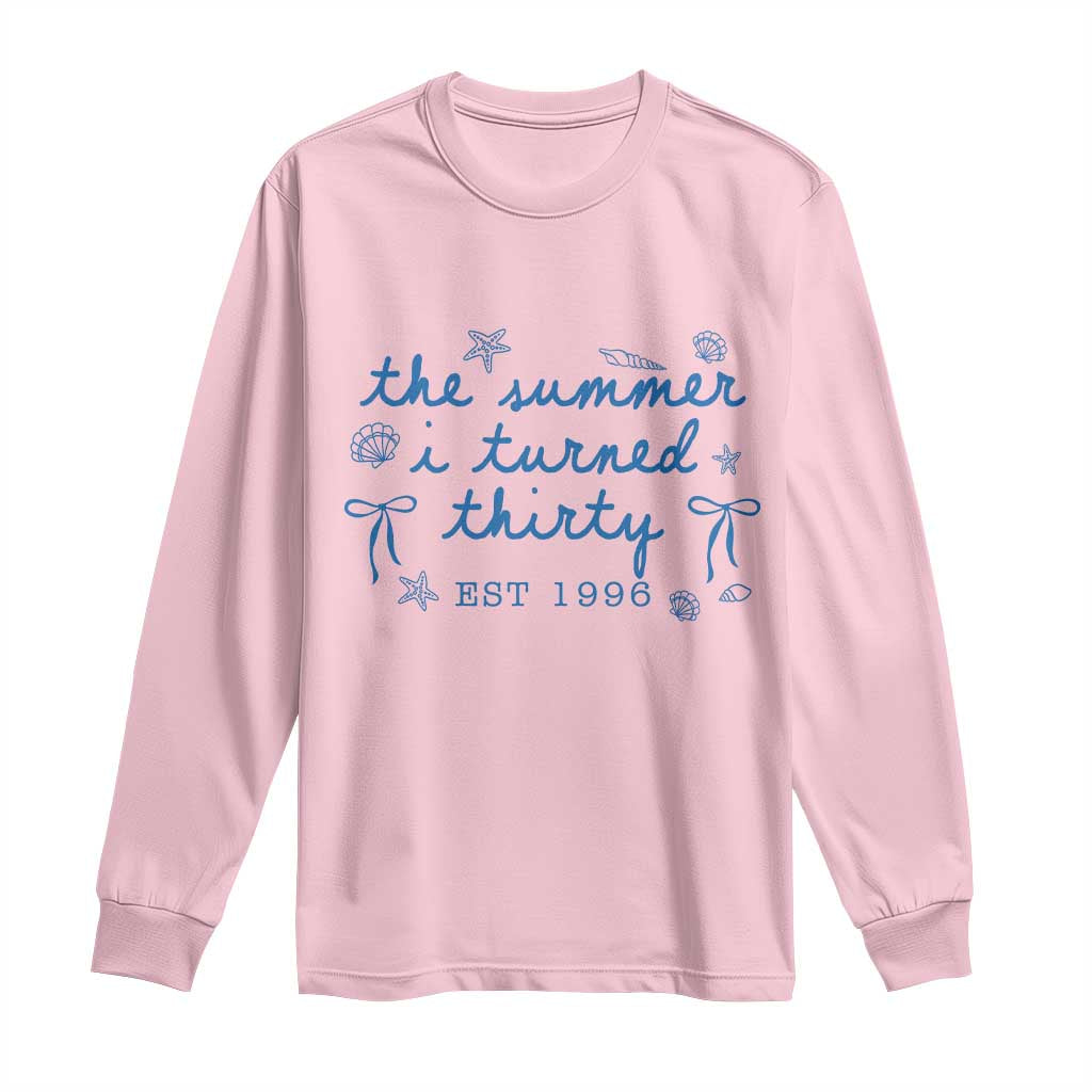 The Summer I Turned Twenty Funny 20th Birthday Est 2006 Long Sleeve Shirt Summer Coastal Birthday Seashell Bow