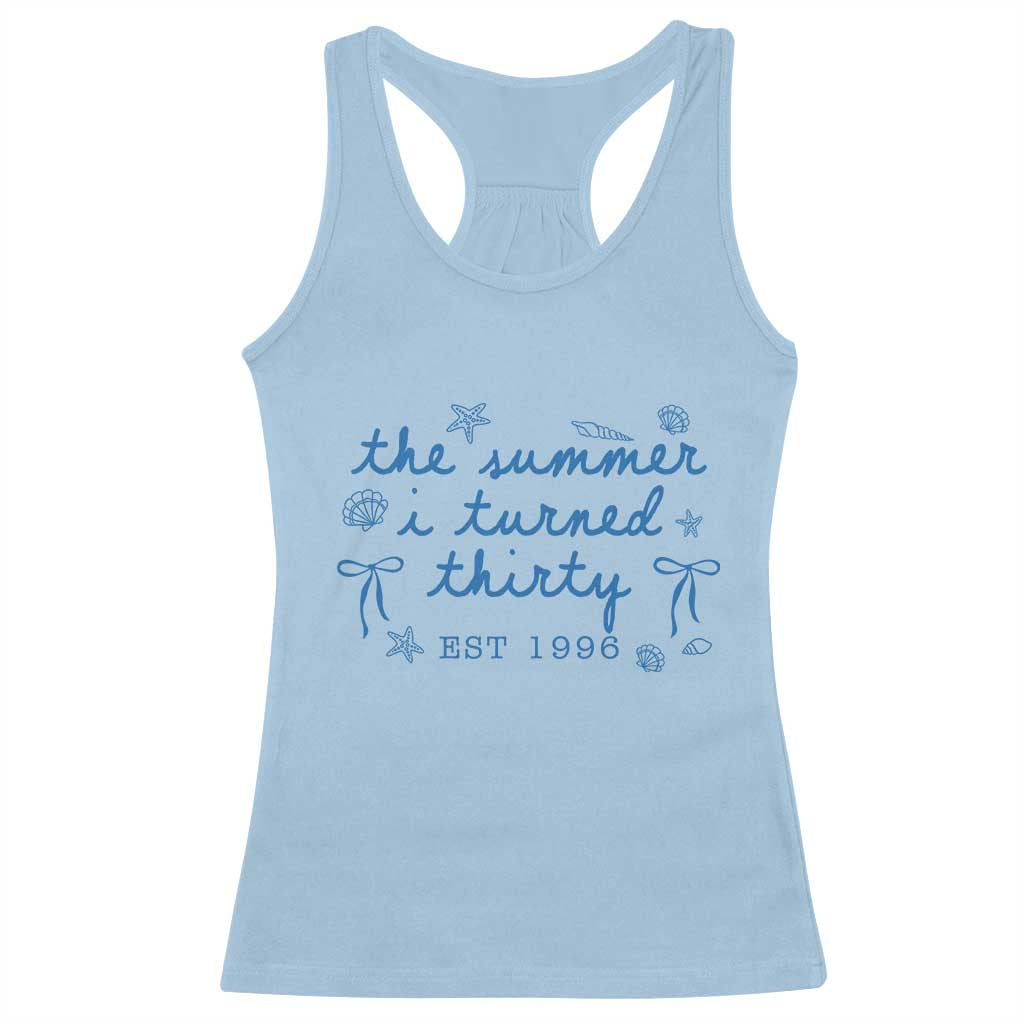 The Summer I Turned Twenty Funny 20th Birthday Est 2006 Racerback Tank Top Summer Coastal Birthday Seashell Bow