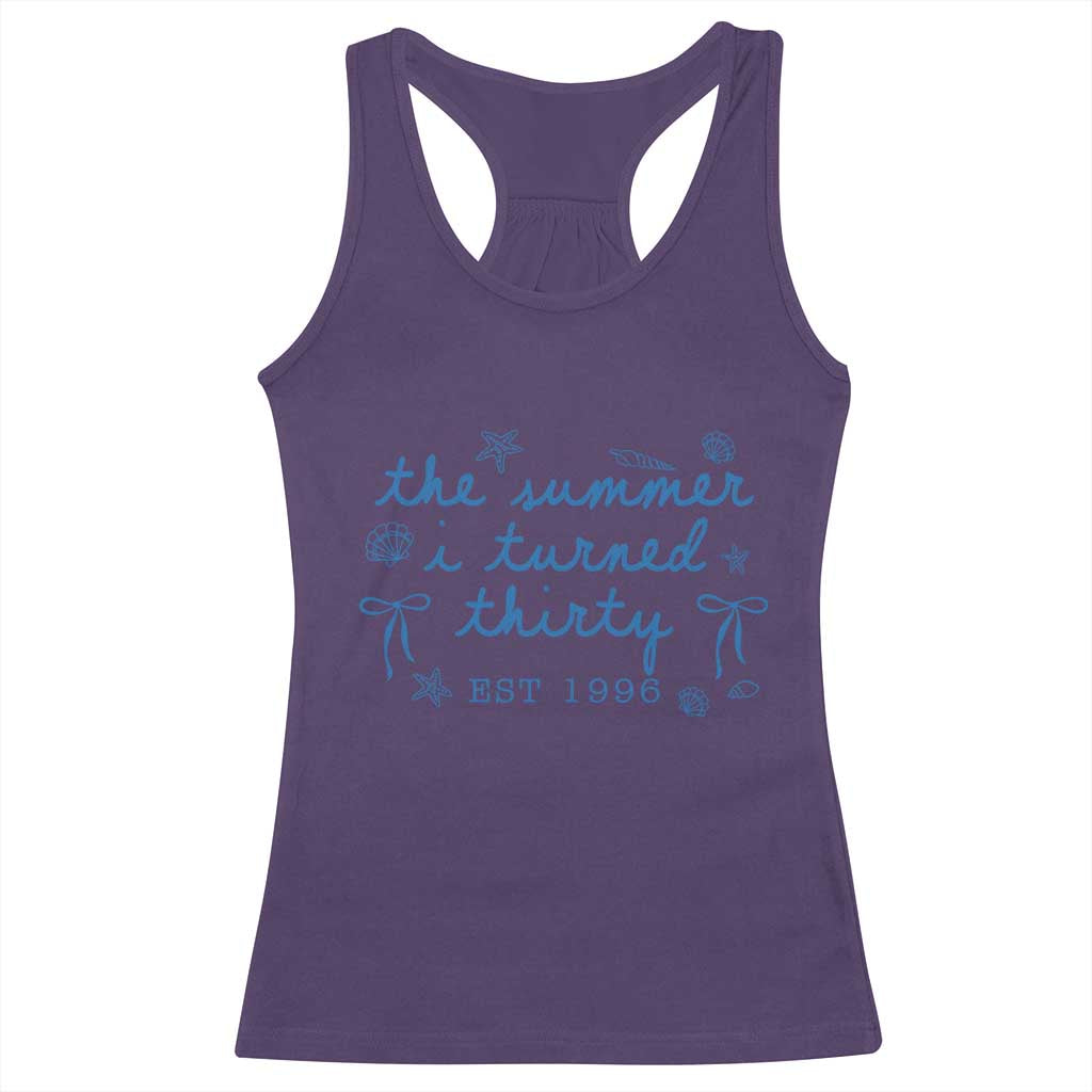 The Summer I Turned Twenty Funny 20th Birthday Est 2006 Racerback Tank Top Summer Coastal Birthday Seashell Bow