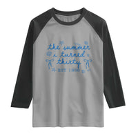 The Summer I Turned Twenty Funny 20th Birthday Est 2006 Raglan Shirt Summer Coastal Birthday Seashell Bow