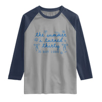 The Summer I Turned Twenty Funny 20th Birthday Est 2006 Raglan Shirt Summer Coastal Birthday Seashell Bow