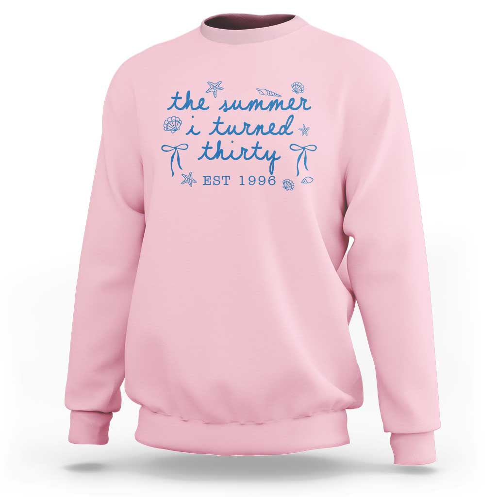 The Summer I Turned Twenty Funny 20th Birthday Est 2006 Sweatshirt Summer Coastal Birthday Seashell Bow