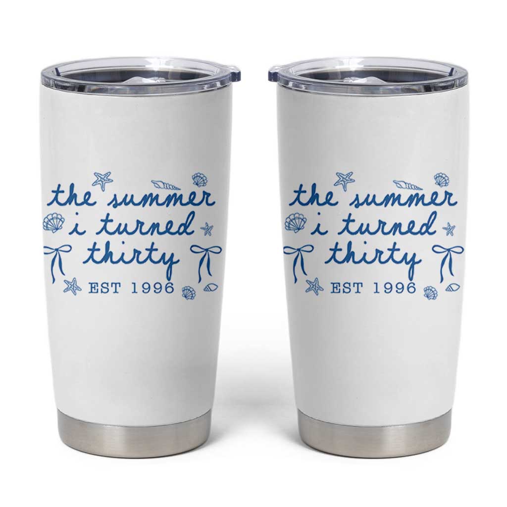The Summer I Turned Twenty Funny 20th Birthday Est 2006 Tumbler Cup Summer Coastal Birthday Seashell Bow