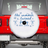 The Summer I Turned Forty Funny 40th Birthday Est 1986 Spare Tire Cover Summer Coastal Birthday Seashell Bow