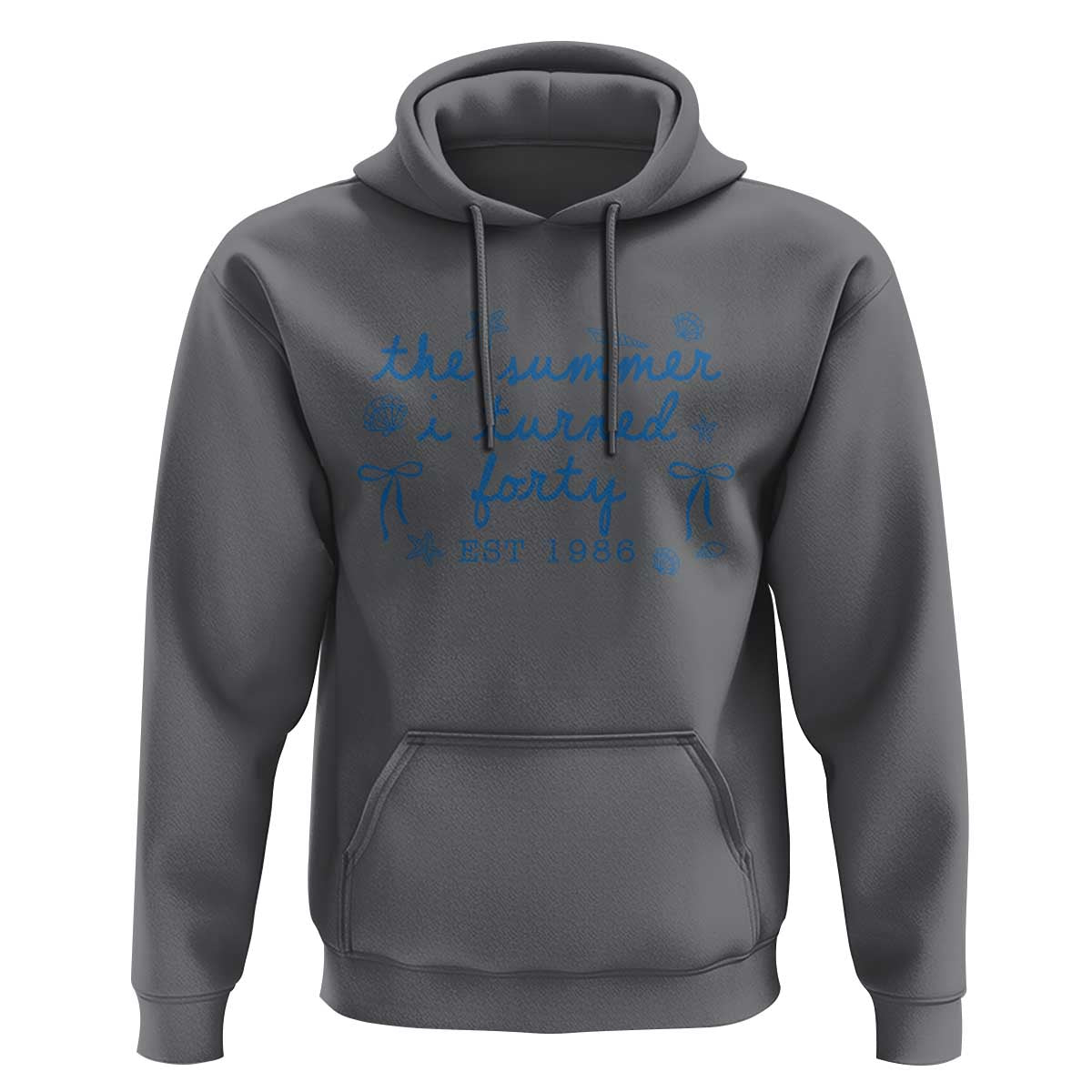The Summer I Turned Forty Funny 40th Birthday Est 1986 Hoodie Summer Coastal Birthday Seashell Bow