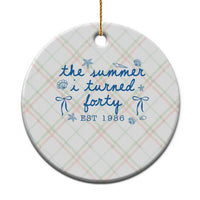 The Summer I Turned Forty Funny 40th Birthday Est 1986 Ceramic Ornament Summer Coastal Birthday Seashell Bow