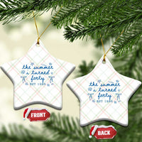 The Summer I Turned Forty Funny 40th Birthday Est 1986 Ceramic Ornament Summer Coastal Birthday Seashell Bow