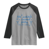 The Summer I Turned Forty Funny 40th Birthday Est 1986 Raglan Shirt Summer Coastal Birthday Seashell Bow