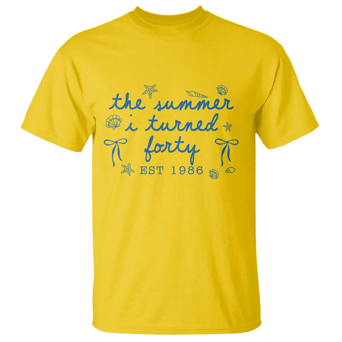 The Summer I Turned Forty Funny 40th Birthday Est 1986 T Shirt Summer Coastal Birthday Seashell Bow