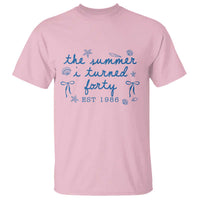 The Summer I Turned Forty Funny 40th Birthday Est 1986 T Shirt Summer Coastal Birthday Seashell Bow