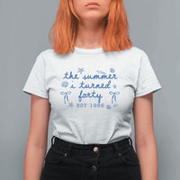 The Summer I Turned Forty Funny 40th Birthday Est 1986 T Shirt For Women Summer Coastal Birthday Seashell Bow