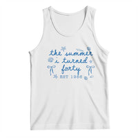 The Summer I Turned Forty Funny 40th Birthday Est 1986 Tank Top Summer Coastal Birthday Seashell Bow