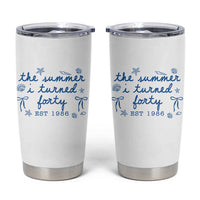 The Summer I Turned Forty Funny 40th Birthday Est 1986 Tumbler Cup Summer Coastal Birthday Seashell Bow