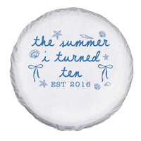 The Summer I Turned Ten Funny 10th Birthday Est 2016 Spare Tire Cover Summer Coastal Birthday Seashell Bow