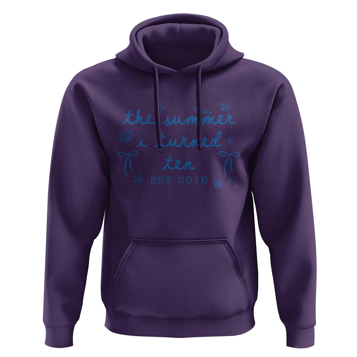 The Summer I Turned Ten Funny 10th Birthday Est 2016 Hoodie Summer Coastal Birthday Seashell Bow