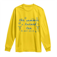 The Summer I Turned Ten Funny 10th Birthday Est 2016 Long Sleeve Shirt Summer Coastal Birthday Seashell Bow
