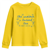 The Summer I Turned Ten Funny 10th Birthday Est 2016 Youth Sweatshirt Summer Coastal Birthday Seashell Bow