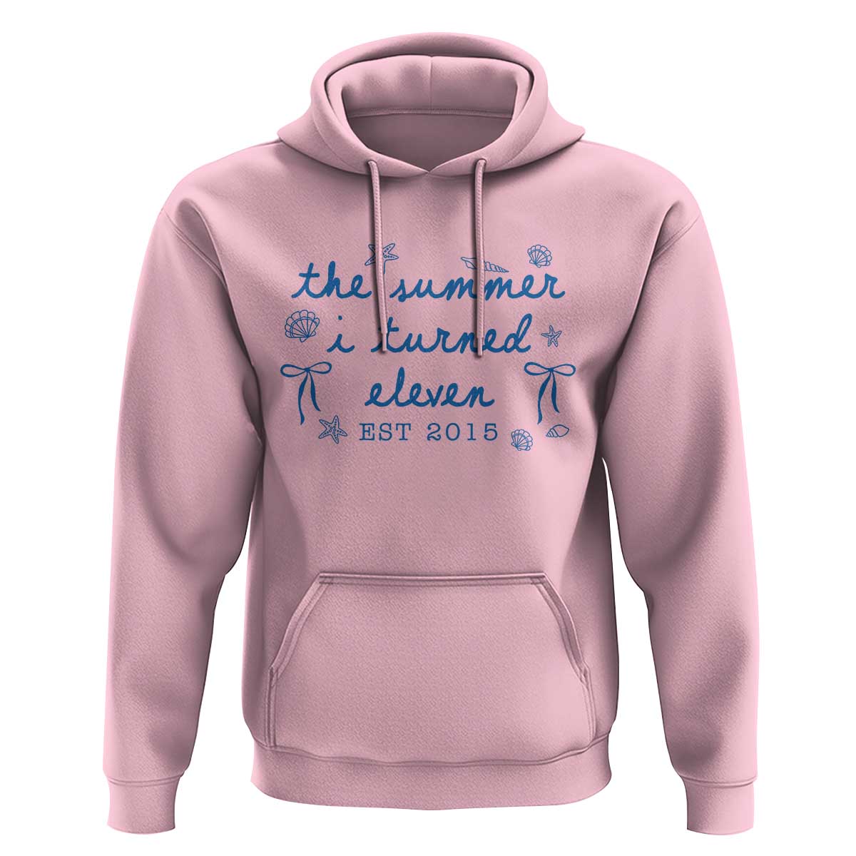 The Summer I Turned Eleven Funny 11th Birthday Est 2015 Hoodie Summer Coastal Birthday Seashell Bow