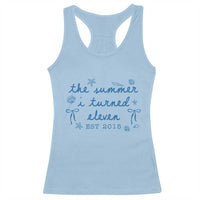 The Summer I Turned Eleven Funny 11th Birthday Est 2015 Racerback Tank Top Summer Coastal Birthday Seashell Bow