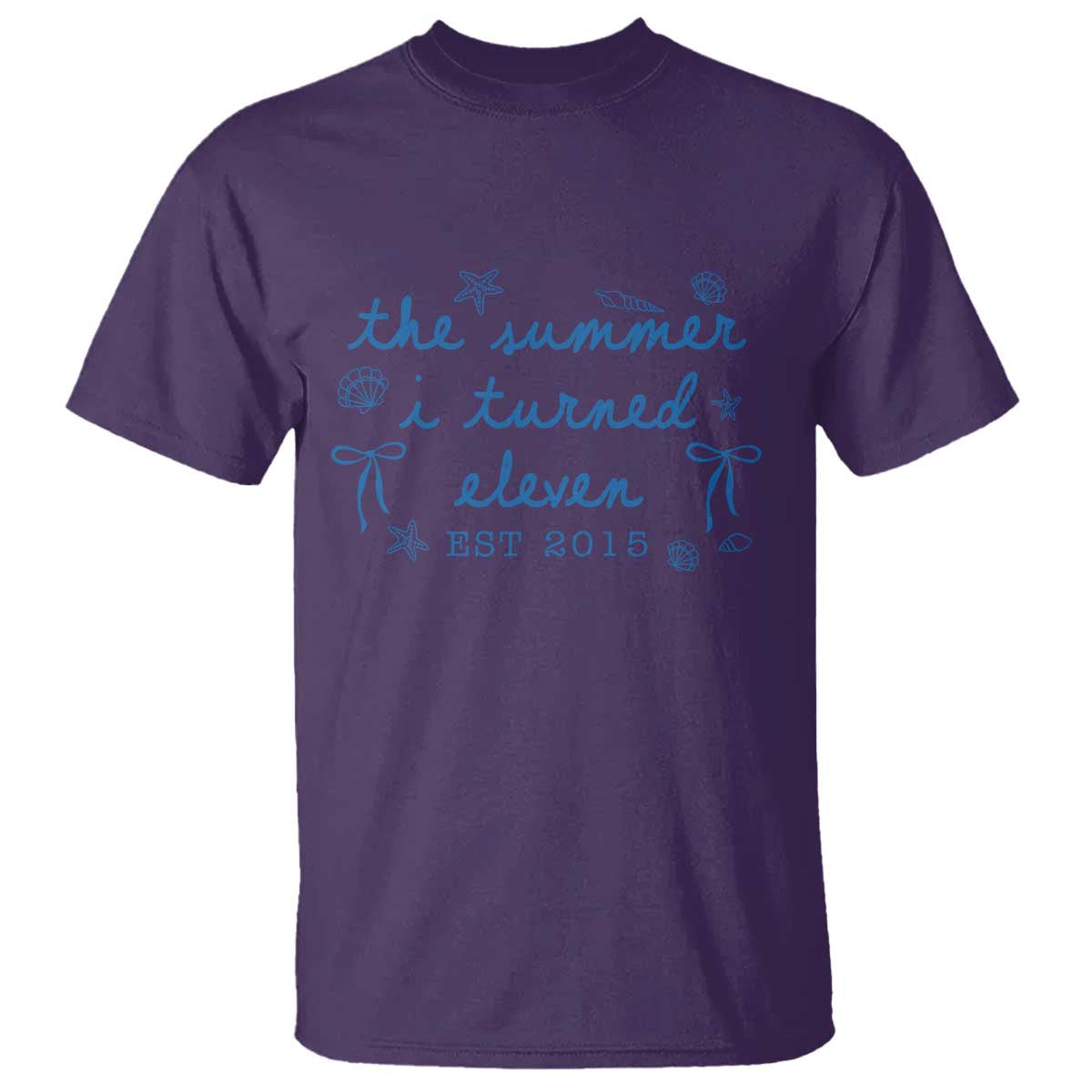 The Summer I Turned Eleven Funny 11th Birthday Est 2015 T Shirt Summer Coastal Birthday Seashell Bow