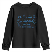The Summer I Turned Eleven Funny 11th Birthday Est 2015 Youth Sweatshirt Summer Coastal Birthday Seashell Bow