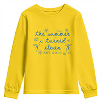 The Summer I Turned Eleven Funny 11th Birthday Est 2015 Youth Sweatshirt Summer Coastal Birthday Seashell Bow