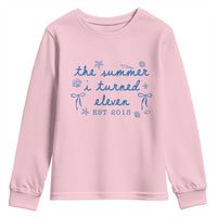The Summer I Turned Eleven Funny 11th Birthday Est 2015 Youth Sweatshirt Summer Coastal Birthday Seashell Bow