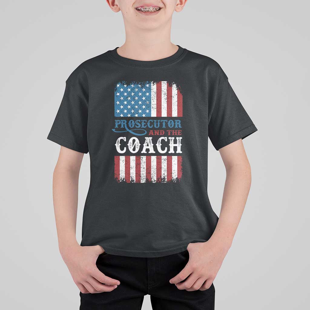Harris Walz T Shirt For Kid Prosecutor And The Coach 2024 Vintage American Flag - Wonder Print Shop