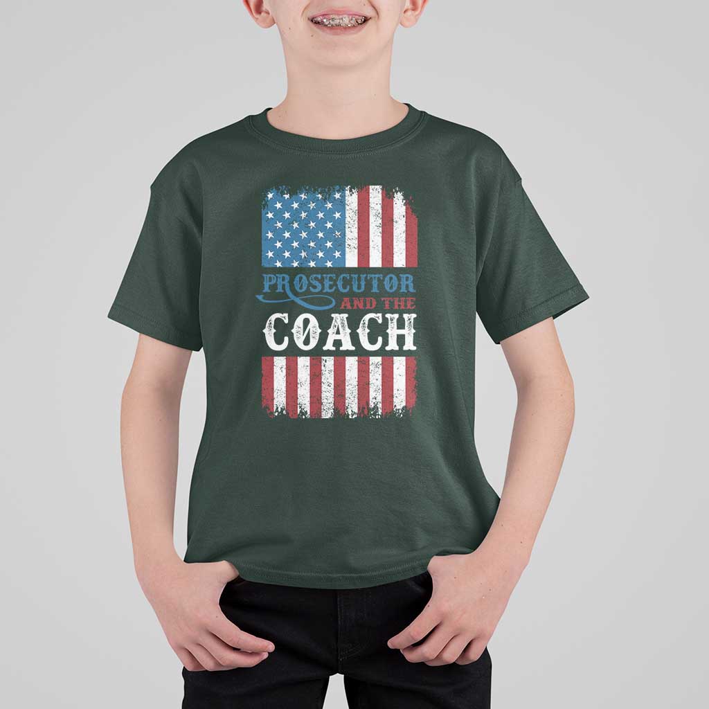 Harris Walz T Shirt For Kid Prosecutor And The Coach 2024 Vintage American Flag - Wonder Print Shop