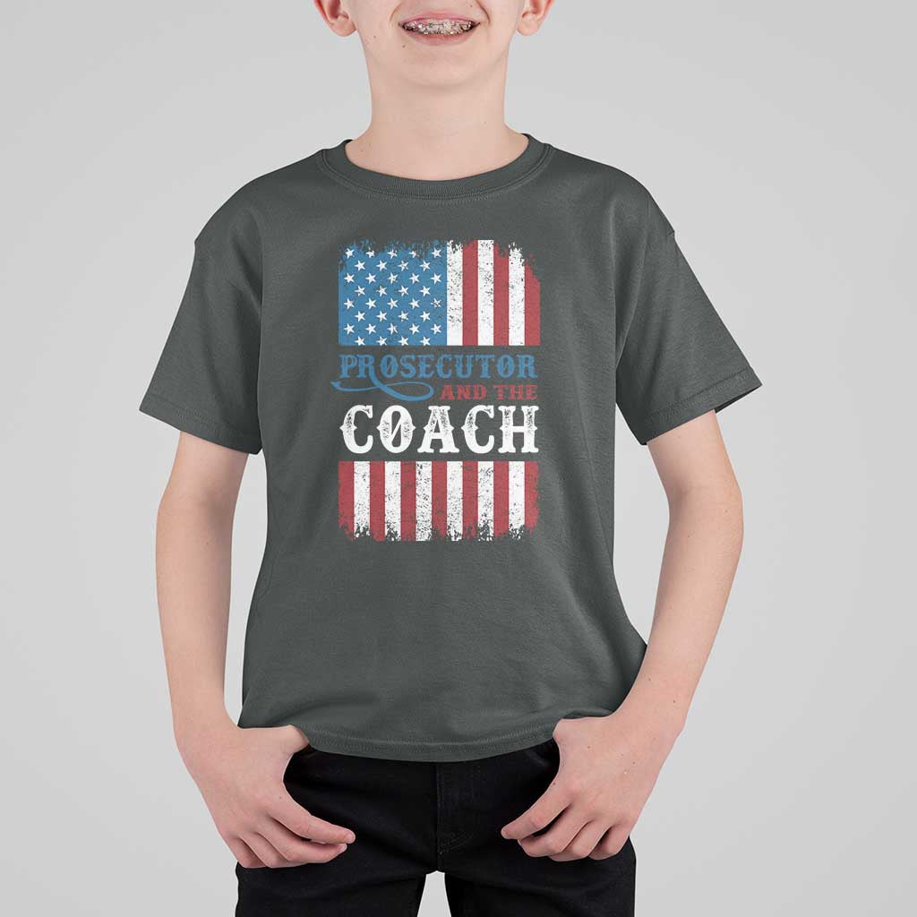 Harris Walz T Shirt For Kid Prosecutor And The Coach 2024 Vintage American Flag - Wonder Print Shop